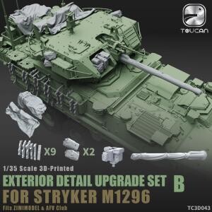 Збірна модель 1/35 3D-друкований набір зовнішньої деталізації EXTERIOR DETAIL UPGRADE SET B для STRYKER M1296 Zimi TC3D043 детальное изображение Наборы деталировки Диорамы