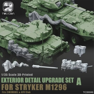 Збірна модель 1/35 3D-друкований набір зовнішньої деталізації EXTERIOR DETAIL UPGRADE SET A для STRYKER M1296 Zimi TC3D046 детальное изображение Наборы деталировки Диорамы