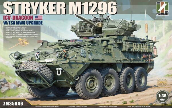 Збірна модель 1/35 Американський ICVD Stryker M1296 ICV-Dragoon з модернізацією ESA MWO Zimi ZM35046 детальное изображение Бронетехника 1/35 Бронетехника