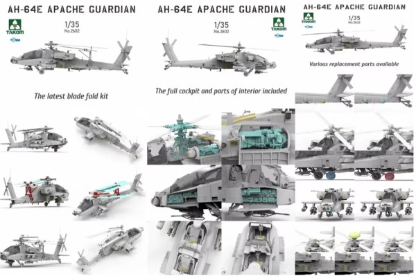 Збірна модель 1/35 Вертоліт AH-64E Апач Gguardian Takom 2602 детальное изображение Вертолеты 1/35 Вертолеты