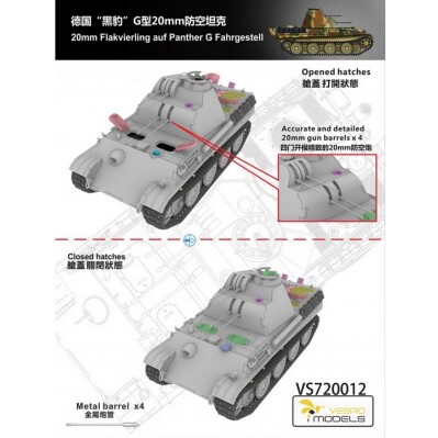 Збірна модель 1/72 Німецька 20-мм Flakvierling на шасі Panther G Vespid Models VS720012 детальное изображение Бронетехника 1/72 Бронетехника