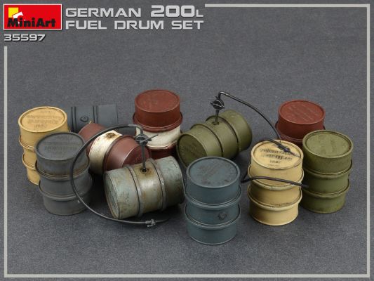 German 200 Liter Fuel Drums, World War II детальное изображение Аксессуары 1/35 Диорамы