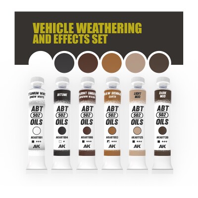 Набір масляних фарб VEHICLE WEATHERING 6 EFFECT SET / Везеринг та ефекти для транспорту AK-interactive AKABT302 детальное изображение Масляные краски Краски