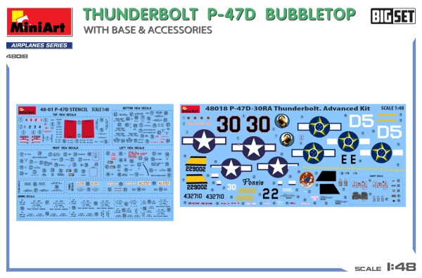 Scale model 1/48 Set Airplane P-47 D Thunderbolt with base and accessories MiniArt 48018 детальное изображение Самолеты 1/48 Самолеты