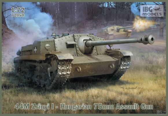 Сборная модель венгерской 75-мм штурмовой пушки 44M Zrinyi I детальное изображение Бронетехника 1/72 Бронетехника