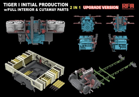 Збірна модель 1/35 Танк Tiger I, початковий випуск, початок 1943, оновлена версія з повним інтер'єром RFM RM-5131 детальное изображение Бронетехника 1/35 Бронетехника