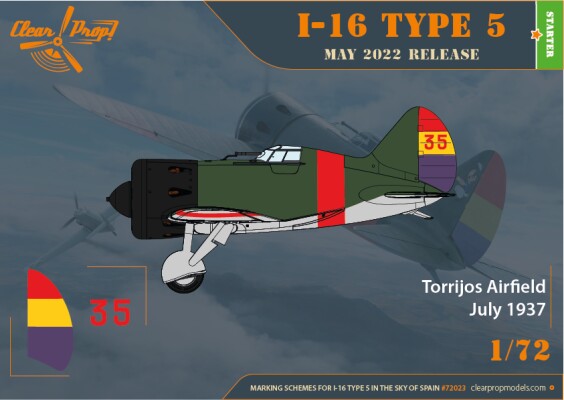 Сборная модель 1/72 Самолет I-16 type 5 (в небе Испании) Clear Prop 72023 детальное изображение Самолеты 1/72 Самолеты