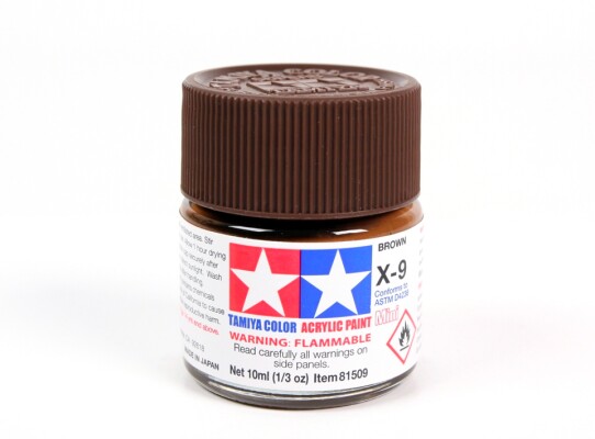 Alcohol-based acrylic paint Brown 10ml Tamiya Mini X-9 детальное изображение Акриловые краски Краски