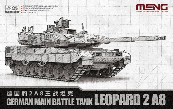Збірна модель 1/72 Німецький основний бойовий танк Леопард 2А8 Meng 72-012 детальное изображение Бронетехника 1/72 Бронетехника
