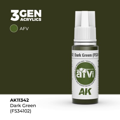 Acrylic paint DARK GREEN (FS34102) – AFV AK-interactive AK11342 детальное изображение AFV Series AK 3rd Generation