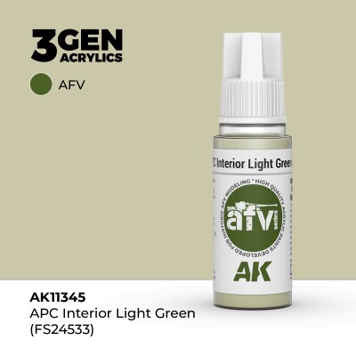 Acrylic APC INTERIOR LIGHT GREEN (FS24533) – AFV AK-interactive AK11345 детальное изображение AFV Series AK 3rd Generation