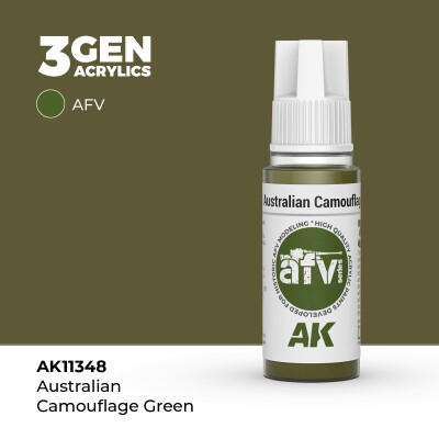 Акриловая краска AUSTRALIAN CAMOUFLAGE GREEN / Австралийский камо зелёный AFV АК-интерактив AK11348 детальное изображение AFV Series AK 3rd Generation