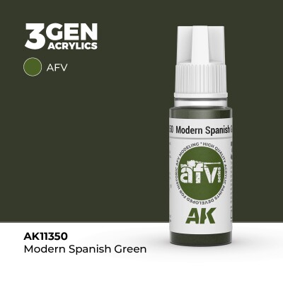 Акриловая краска MODERN SPANISH GREEN / Современный  зелёный (Испания) – AFV АК-интерактив AK11350 детальное изображение AFV Series AK 3rd Generation