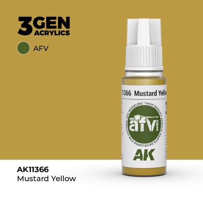 Акриловая краска MUSTARD YELLOW / Горчично - жёлтый – AFV АК-интерактив AK11366 детальное изображение AFV Series AK 3rd Generation