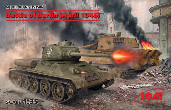 Сборная модель 1/35 Битва за Берлин (апрель 1945 г.) (T-34-85, King Tiger) ICMDS3506 детальное изображение Бронетехника 1/35 Бронетехника