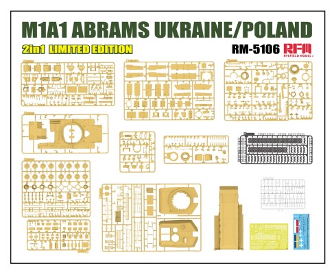 Збірна модель 1/35 Танк M1A1 Abrams Україна/Польща 2в1 (limited edition) RFM RM-5106 детальное изображение Бронетехника 1/35 Бронетехника