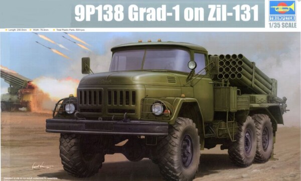 Scale model 1/35 MLRS 9P138 Grad-1 on Zil-131 Trumpeter 01032 детальное изображение Реактивная система залпового огня Военная техника