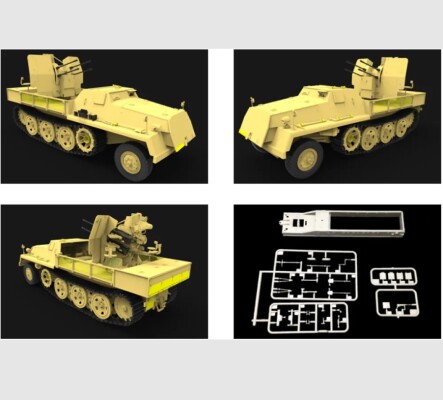 Сборная модель 1/35 Немецкий полугусеничный тягач sWS с зенитной пушкой Flakvierling 38 Бронко 35213 детальное изображение Артиллерия 1/35 Артиллерия