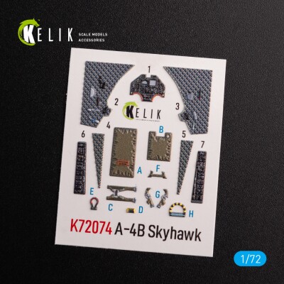 A-4B &quot;Skyhawk&quot; 3D декаль інтер'єр для комплекту Hobby 2000/Fujimi 1/72 KELIK K72074 детальное изображение 3D Декали Афтермаркет