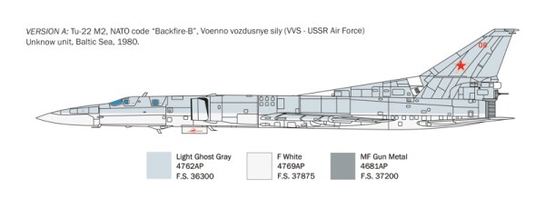 Збірна модель 1/72 Стратегічний бомбардувальник Ту-22M2 Backfire-B Italeri 1440 детальное изображение Самолеты 1/72 Самолеты