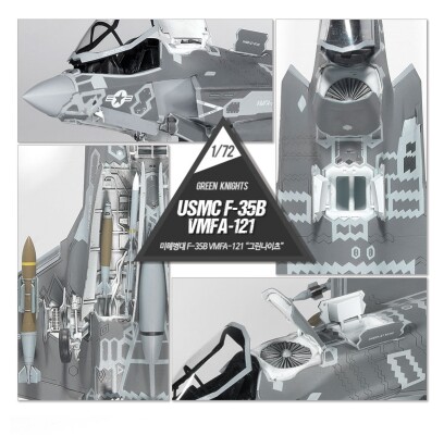 Збірна модель 1/72 Винищувач морської піхоти США F-35B Lightning II VMFA-121 «Зелені лицарі» Academy 12569 детальное изображение Самолеты 1/72 Самолеты