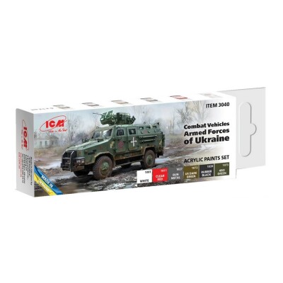 A set of acrylic paints for combat vehicles of the Armed Forces of Ukraine ICM 3040 детальное изображение Наборы красок Краски