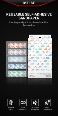 Set of self-adhesive sandpaper #400 - #1500 (100 pcs) DSPIAE DSP-S01 детальное изображение Наждачная бумага Инструменты