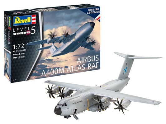 Сборная модель 1/72 Транспортный самолет Airbus A400M Atlas &quot;RAF&quot; Ревелл 03822 детальное изображение Самолеты 1/72 Самолеты