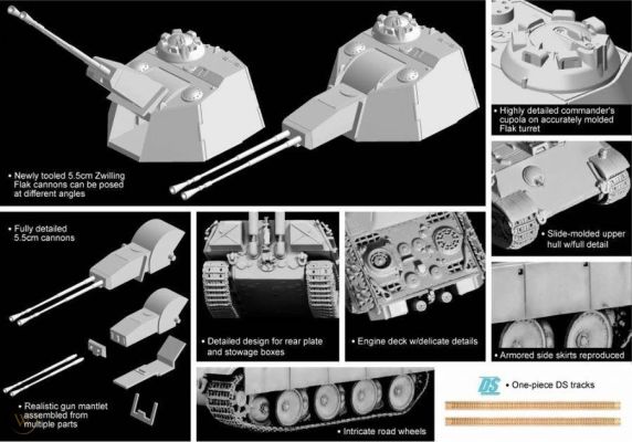 5.5cm Zwilling Flakpanzer детальное изображение Бронетехника 1/72 Бронетехника