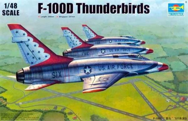 Сборная модель 1/48 Самолет Thunderbird F-100D (Special Edition) Трумпетер 02822 детальное изображение Самолеты 1/48 Самолеты