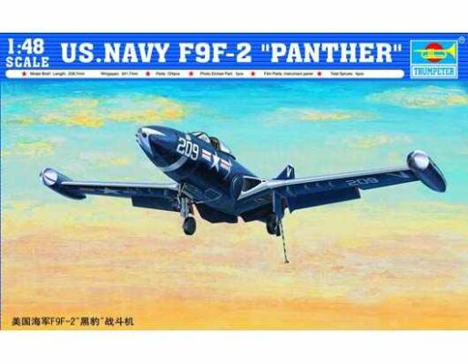 Сборная модель 1/48 Истребитель ВМС США F9F-2 &quot;Черная Пантера&quot; Трумпетер 02832 детальное изображение Самолеты 1/48 Самолеты