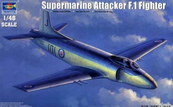 Сборная модель 1/48 Реактивный истребитель Supermarine Attacker F.1 Fighter Трумпетер 02866 детальное изображение Самолеты 1/48 Самолеты