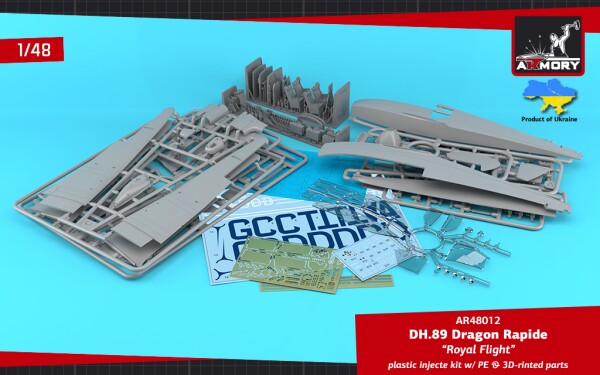 Сборная модель 1/48 Ближнемагистральный авиалайнер DH.89 Dragon Rapide «Королевский полет» Armory детальное изображение Самолеты 1/48 Самолеты