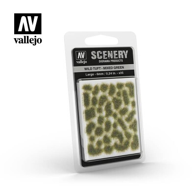 Трава для диорамы (6 мм) Wild Tuft – Mixed Green) Vallejo VAL SC416 детальное изображение Наборы деталировки Диорамы