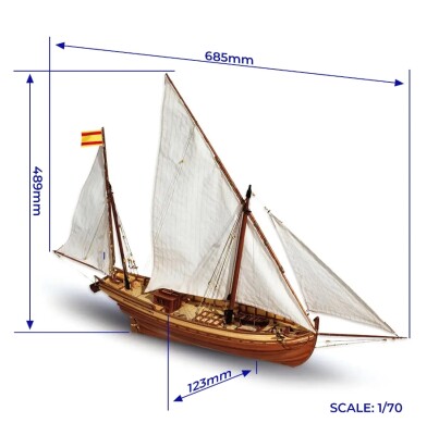 Scale wooden model 1/70 Spanish felucca &quot;San Juan&quot; OcCre 12001 детальное изображение Корабли Модели из дерева