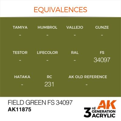 Акриловая краска Field Green / Зеленый-полевой (FS34097) AIR АК-интерактив AK11875 детальное изображение AIR Series AK 3rd Generation