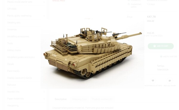 Збірна модель 1/35 Основний бойовий танк США Abrams Tamiya 35326 детальное изображение Бронетехника 1/35 Бронетехника