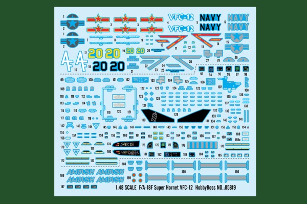 Збірна модель 1/48 Літак F/A-18F Super Hornet VFC-12 HobbyBoss 85819 детальное изображение Самолеты 1/48 Самолеты