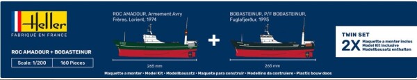 Сборная модель 1/200 Рыболовное судно Roc Amadour + Bodasteinur Twinset Хеллер 85608 детальное изображение Гражданский флот Флот