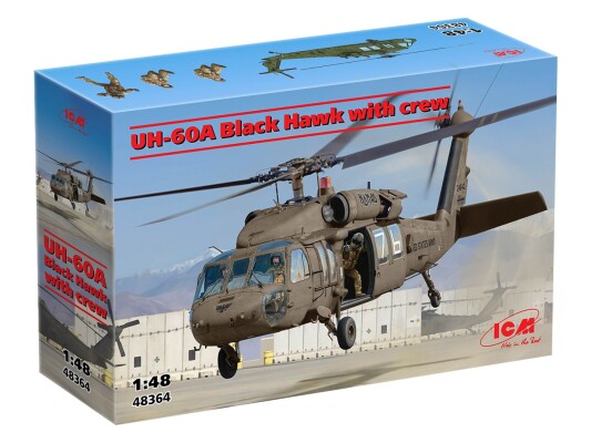 Сборная модель 1/48 Вертолет UH-60A Черный Ястреб с экипажем ICM 48364 детальное изображение Вертолеты 1/48 Вертолеты
