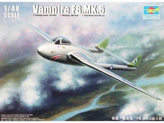 Збірна модель 1/48 Британський літак Vampire FB.MK.5 Trumpeter 02874 детальное изображение Самолеты 1/48 Самолеты