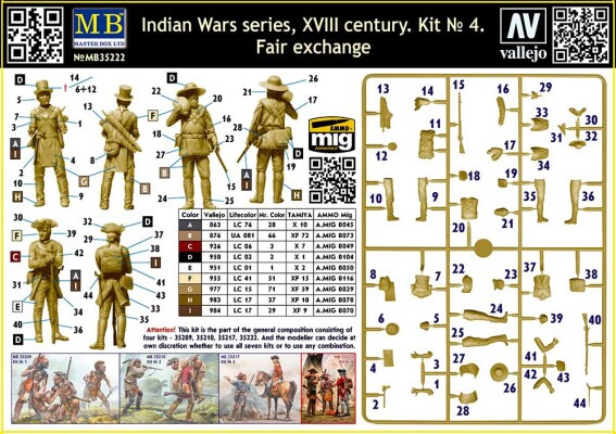 Збірна модель 1/35 Фігури Комплект серії «Індейські війни» № 4, XVIII століття Чесний обмін MasterBox 35222 детальное изображение Фигуры 1/35 Фигуры