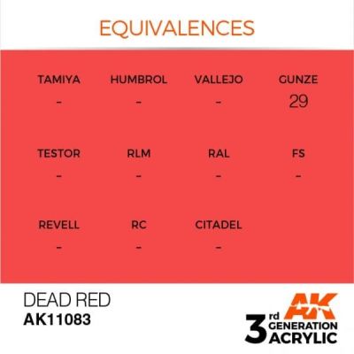 Акрилова фарба DEAD RED – STANDARD / ЗАВ'ЯЛИЙ ЧЕРВОНИЙ AK-interactive AK11083 детальное изображение General Color AK 3rd Generation