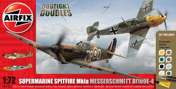 Scale model 1/72 Spitfire Mk.1a &amp; Messerschmitt BF109E-4 Dogfight Starter Kit Airfix A50135 детальное изображение Самолеты 1/72 Самолеты