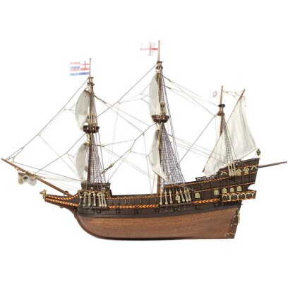 Scale wooden model 1/85 English galleon &quot;Golden Hind&quot; OcCre 12003 детальное изображение Корабли Модели из дерева