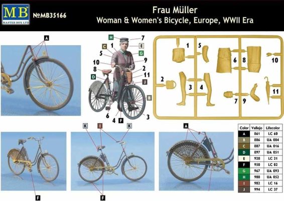 &quot;Frau Müller. Woman &amp; Women's Bicycle, Europe, WWII Era&quot; детальное изображение Фигуры 1/35 Фигуры