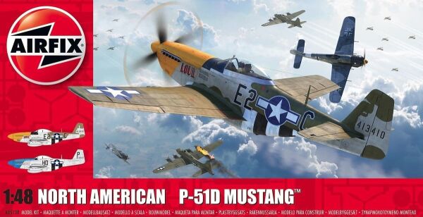 Збірна модель 1/48 літак North American P51-D Mustang Filletless Tails Airfix A05138 детальное изображение Самолеты 1/48 Самолеты