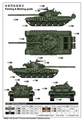 Сборная модель танка Т-72 Урал с броней &quot;Контакт 1&quot; детальное изображение Бронетехника 1/35 Бронетехника