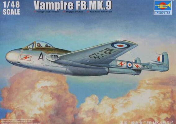 Збірна модель британського літака Vampire FB.MK.9 детальное изображение Самолеты 1/48 Самолеты