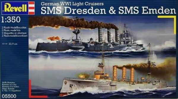 German WWI Light Cruisers SMS Dresden &amp; SMS Emden детальное изображение Флот 1/350 Флот